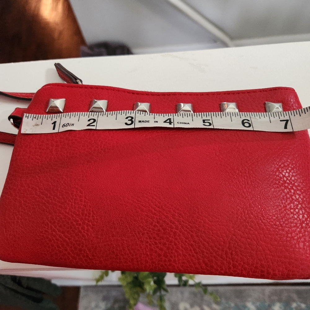 Bueno‎ Red Studded Satchel Handbag w Matching Wristlet 2Pc Set NWOT - Picture 2 of 11